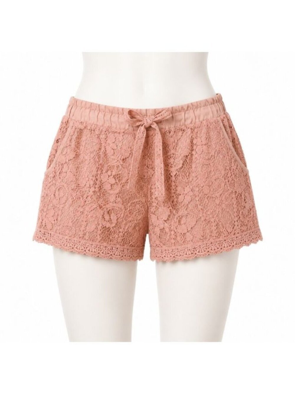 Rewind Womens Lace Shorts Size Medium Clay Rose Pink Lined Drawstring NWT Boho